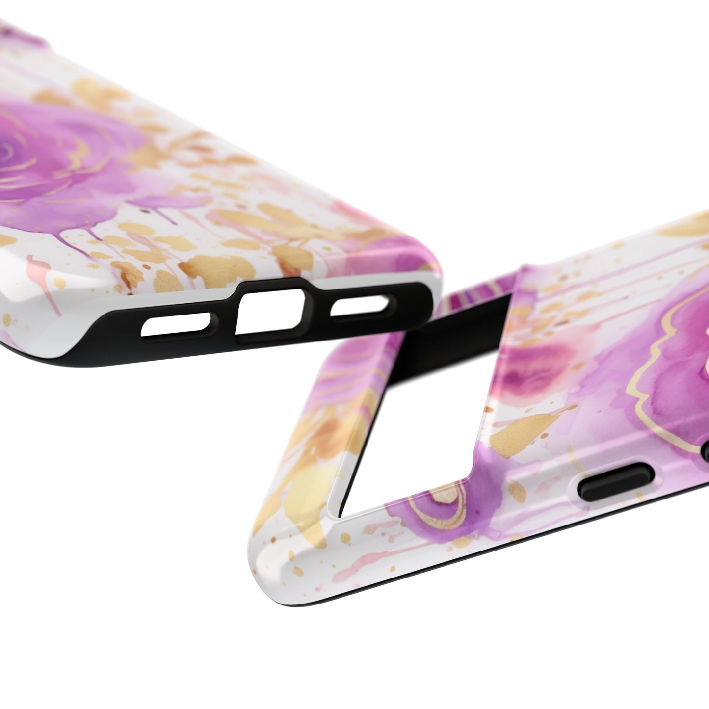 Elegant Purple-Gold Watercolor Rose Mobile Case