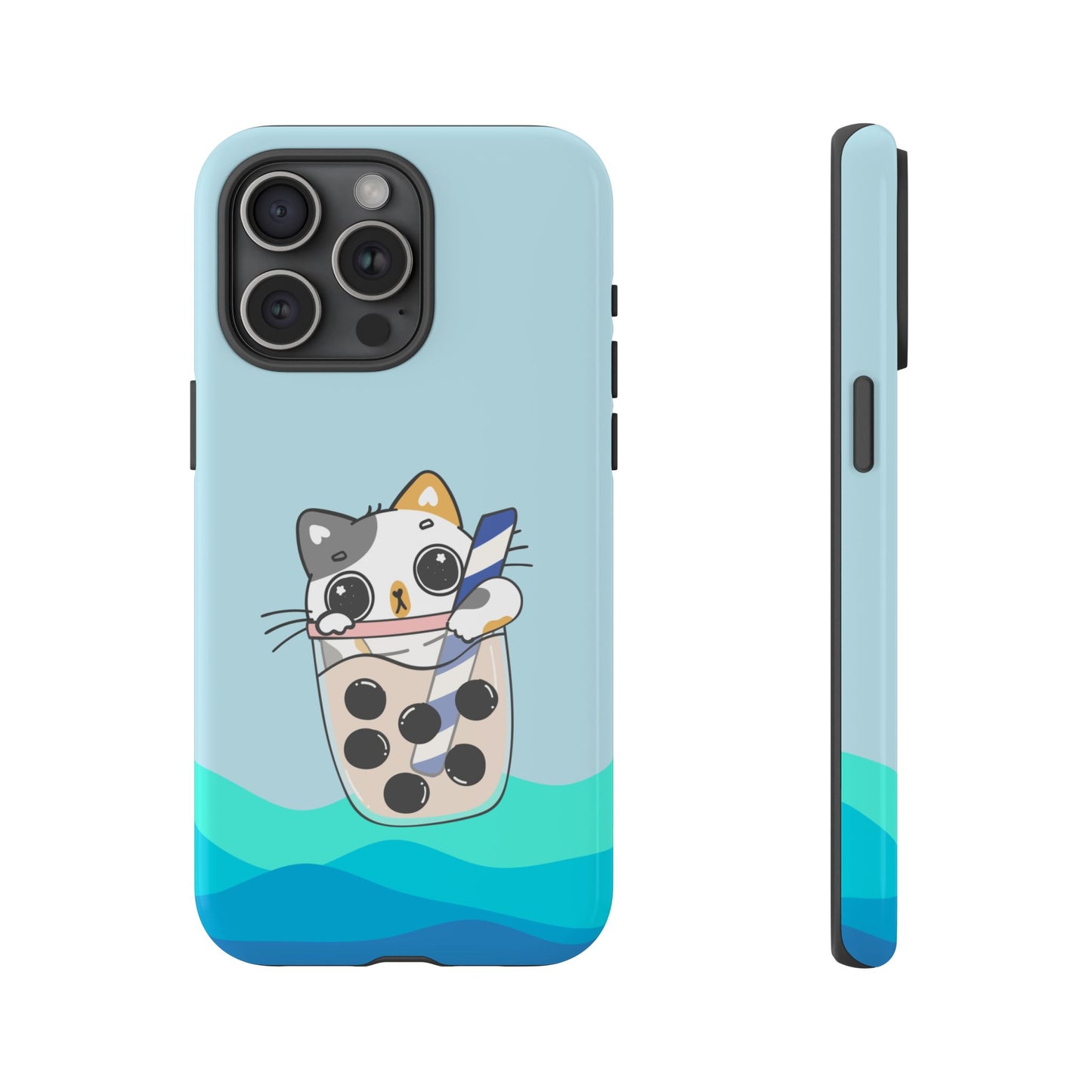 Kawaii Cat Bubble Tea Phone Case for iPhone, Google Pixel, Samsung