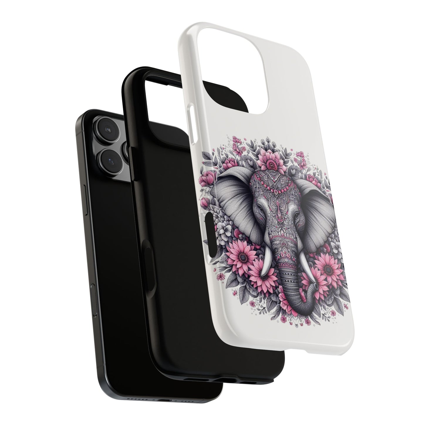 Intricate Floral Elephant Mobile Cover – Mandala-Inspired Boho Art