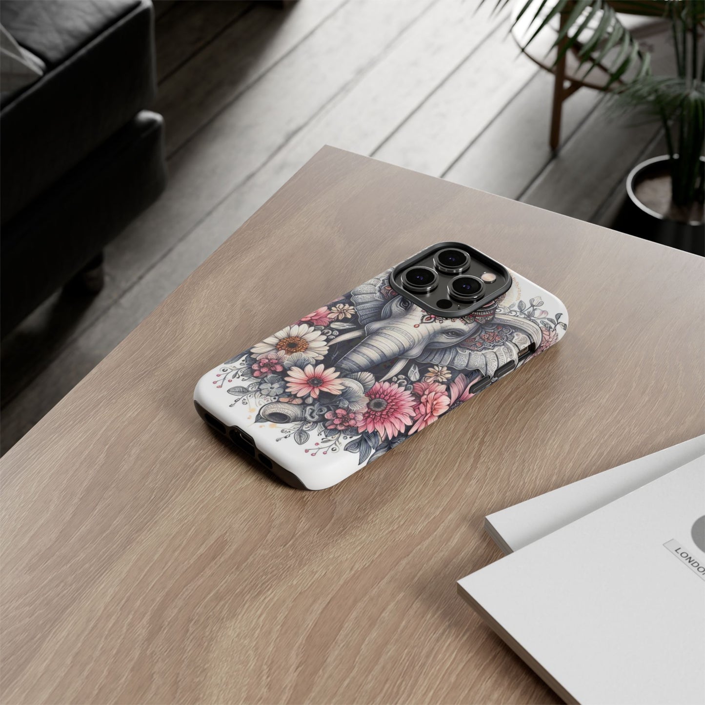 Royal Elephant Mandala Phone Case – Intricate Bohemian Floral Design