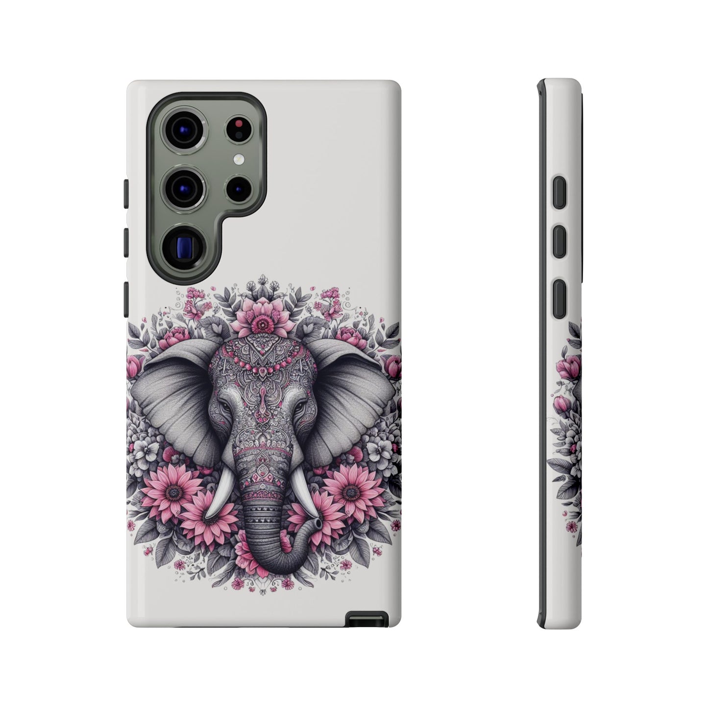 Intricate Floral Elephant Mobile Cover – Mandala-Inspired Boho Art