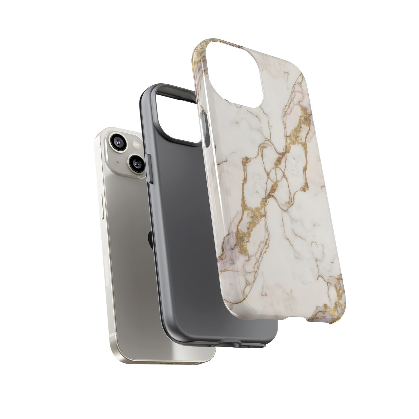 Elegant White and Gold Marble Case Design