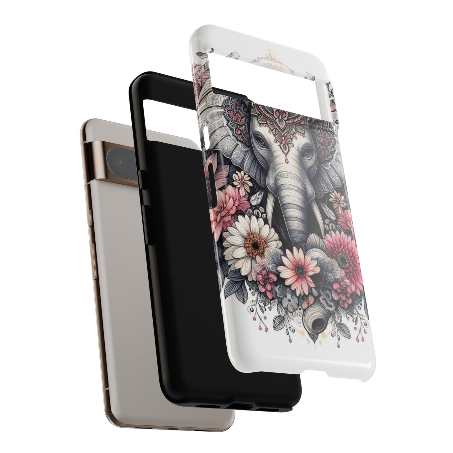 Royal Elephant Mandala Phone Case – Intricate Bohemian Floral Design