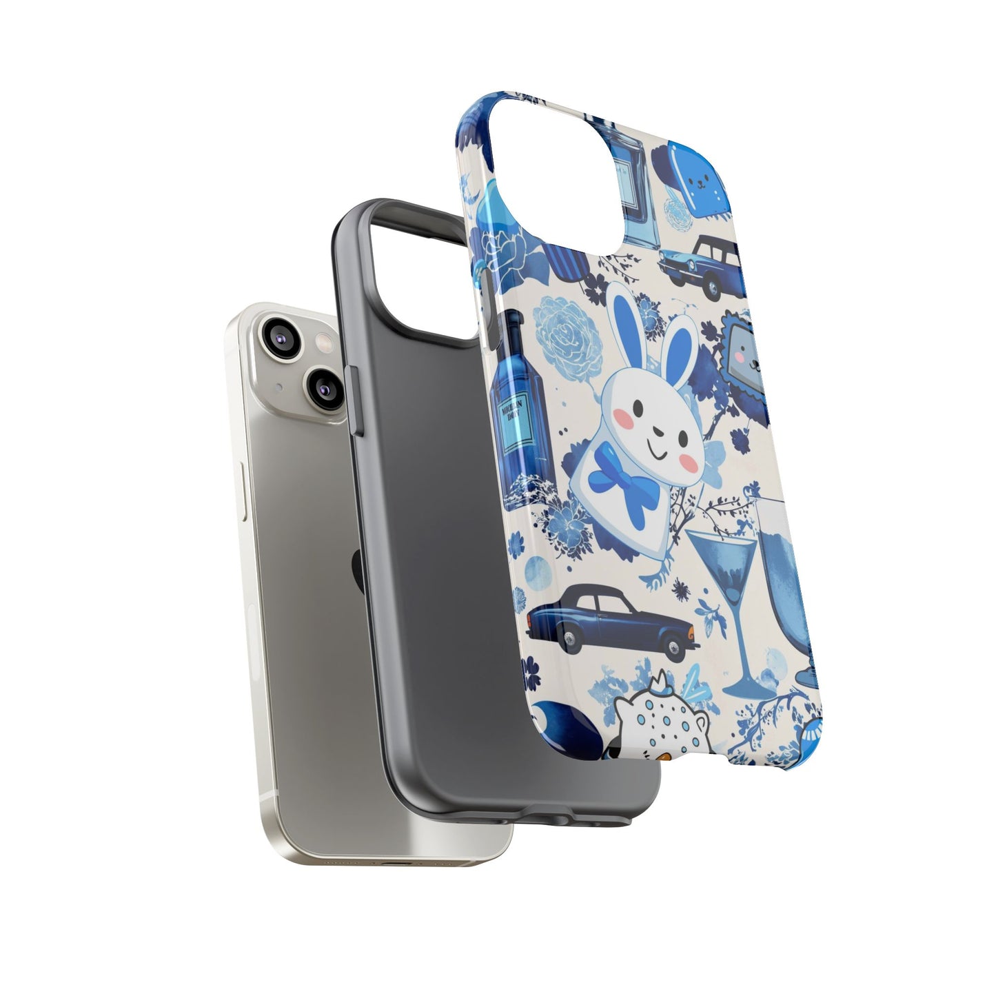 Blue Bunny & Car Themed Phone Case