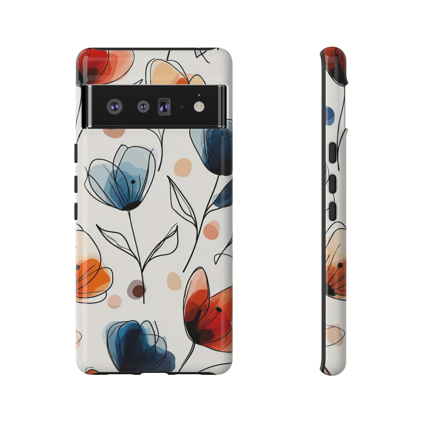 Minimal Floral Phone Case for iPhone, Samsung & Pixel | Watercolor Abstract Flower Print | Soft Matte Finish