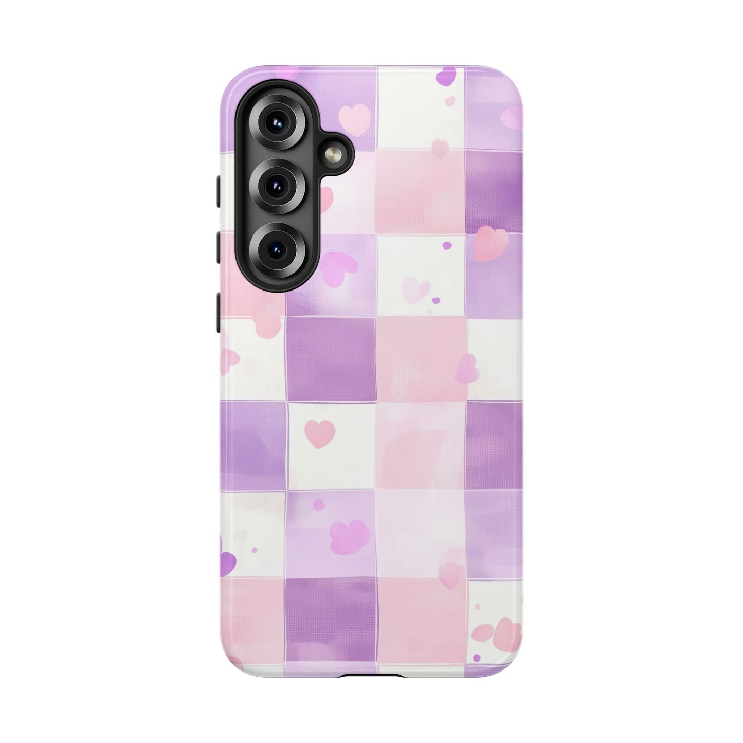 Kawaii Heart Gingham Phone Case for iPhone, Samsung, Google Pixel