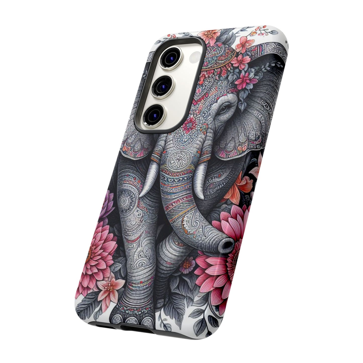 Bohemian Floral Elephant Mobile Cover – Intricate Mandala Art