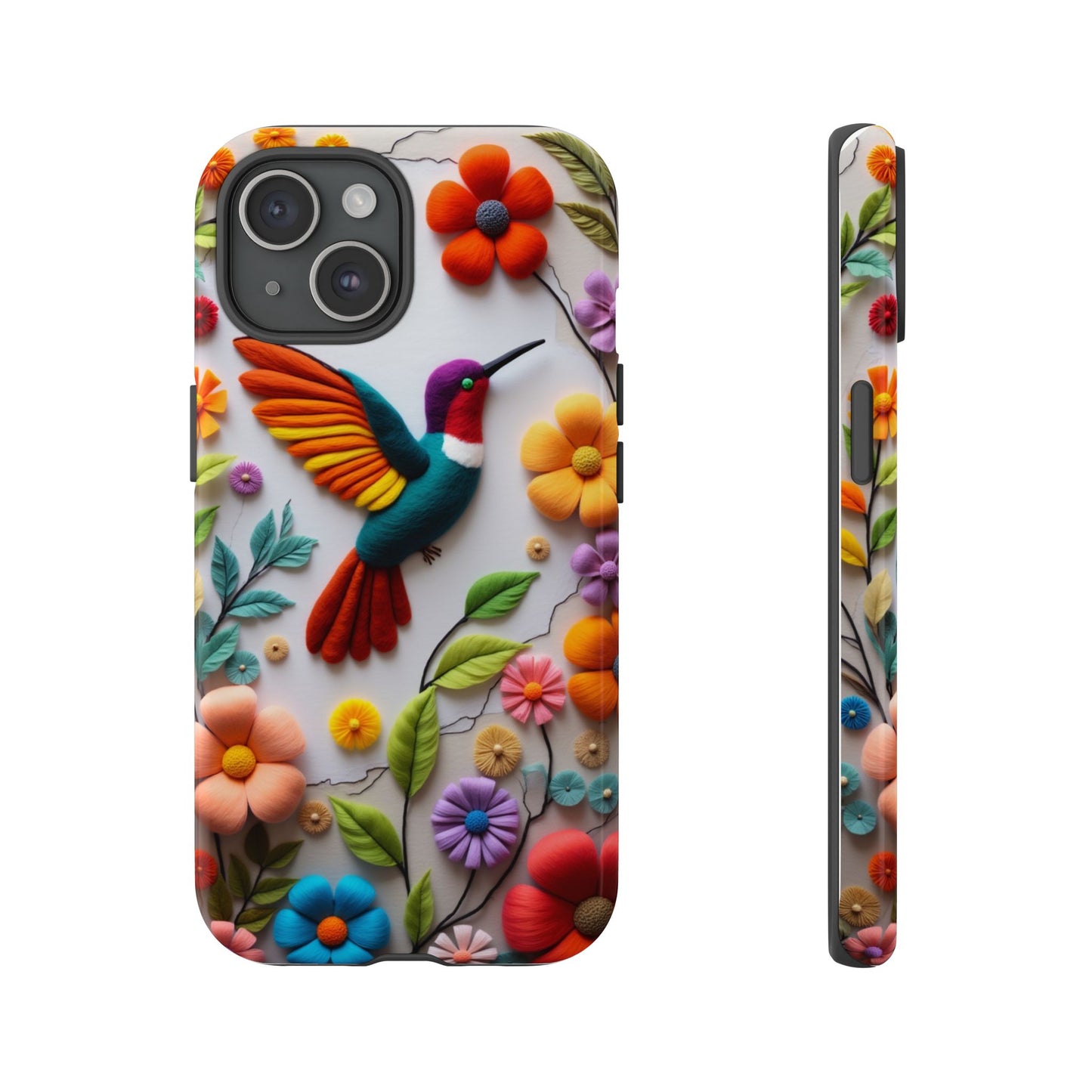 Embroidered Hummingbird with Floral Design | Nature's Elegant Stitch
