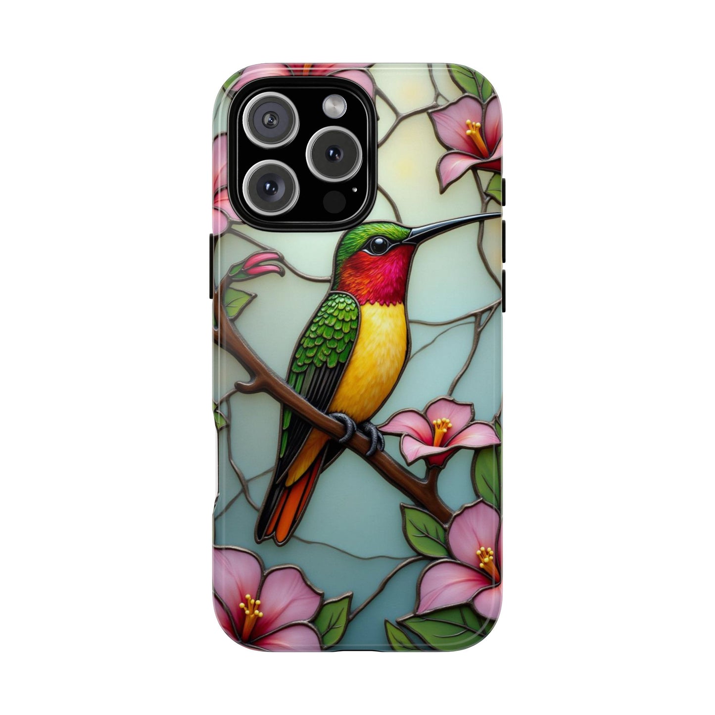 Elegant Hummingbird with Floral Mosaic | Artistic Nature Design