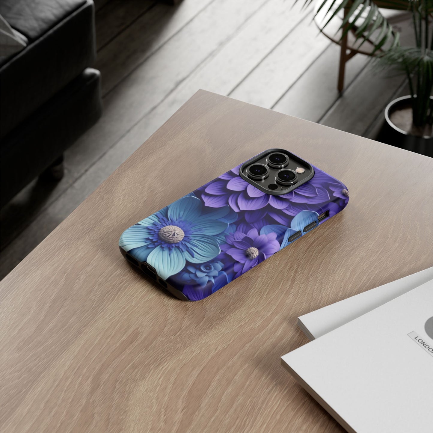 Royal Blue Floral Phone Case – Elegant & Luxurious Design