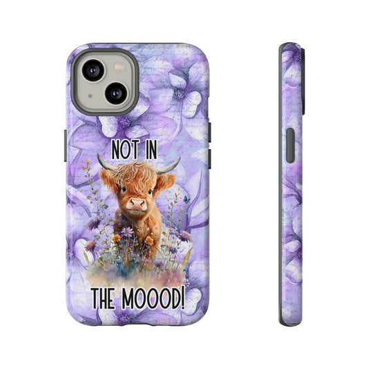 Not In The Mood Heifer Print Phone Case - iPhone, Samsung & Google Pixel Cover - Artistic Cow Phone Case, Animal Lover Gift