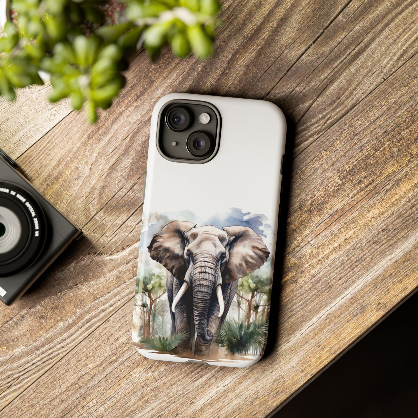 Majestic Watercolor Elephant Mobile Cover – Artistic Wildlife Design