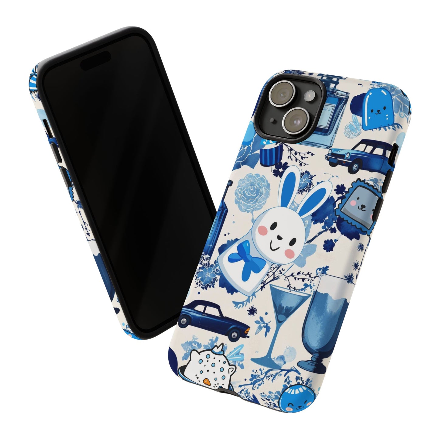 Blue Bunny & Car Themed Phone Case
