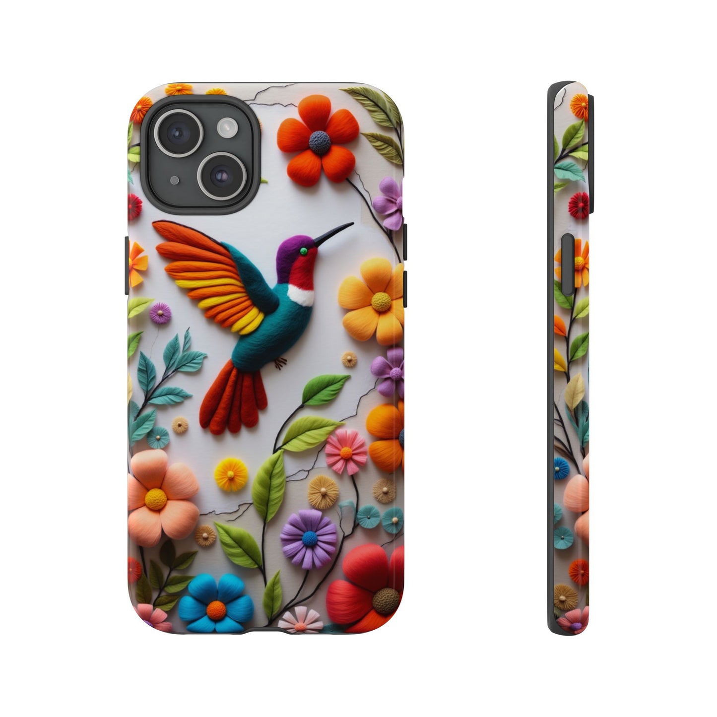 Embroidered Hummingbird with Floral Design | Nature's Elegant Stitch