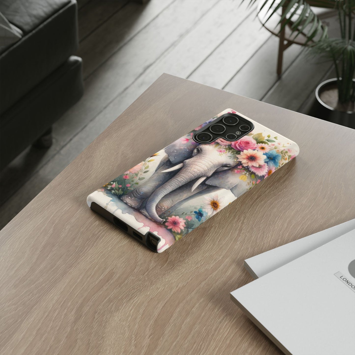 Watercolor Floral Elephant Mobile Cover – Dreamy Artistic Design