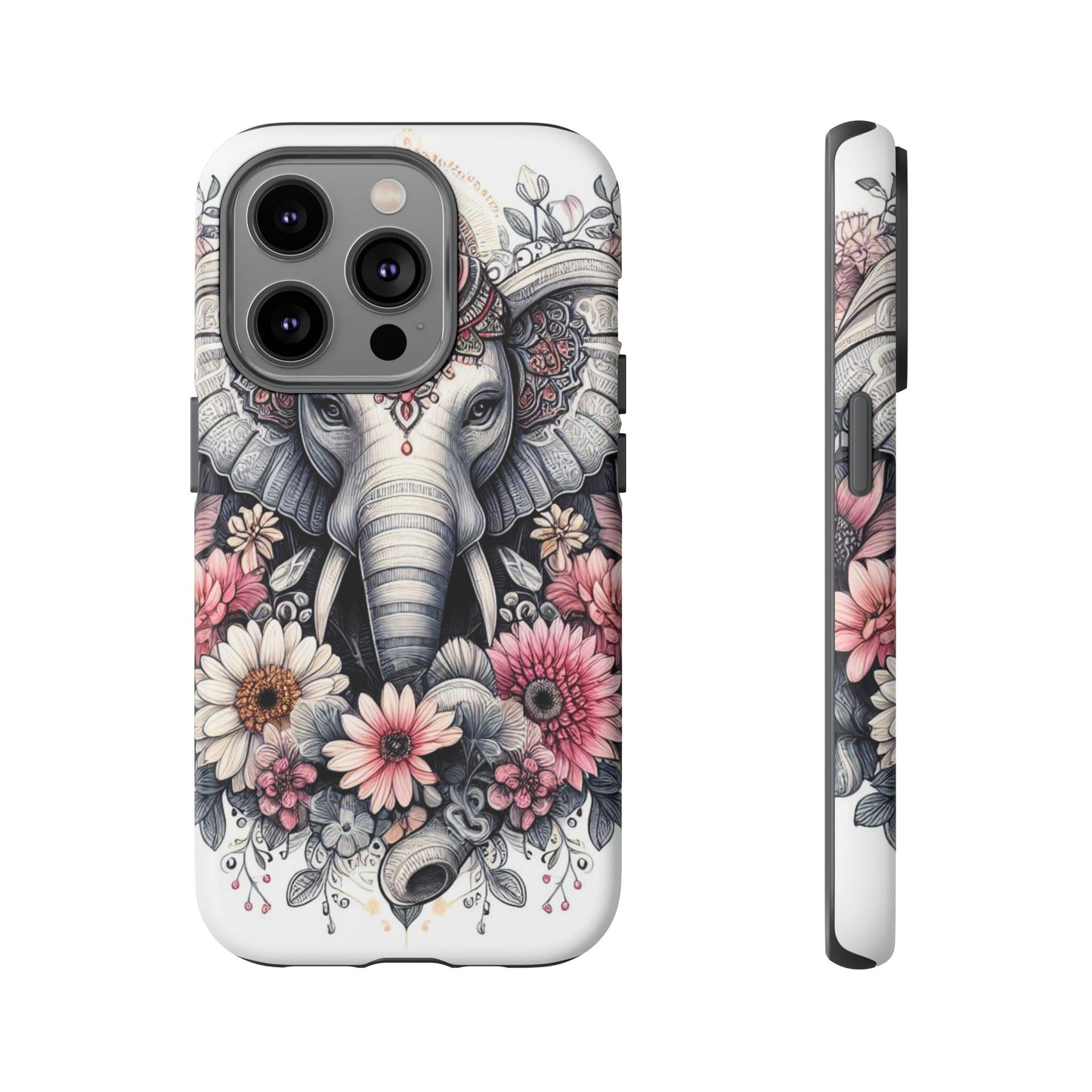 Royal Elephant Mandala Phone Case – Intricate Bohemian Floral Design