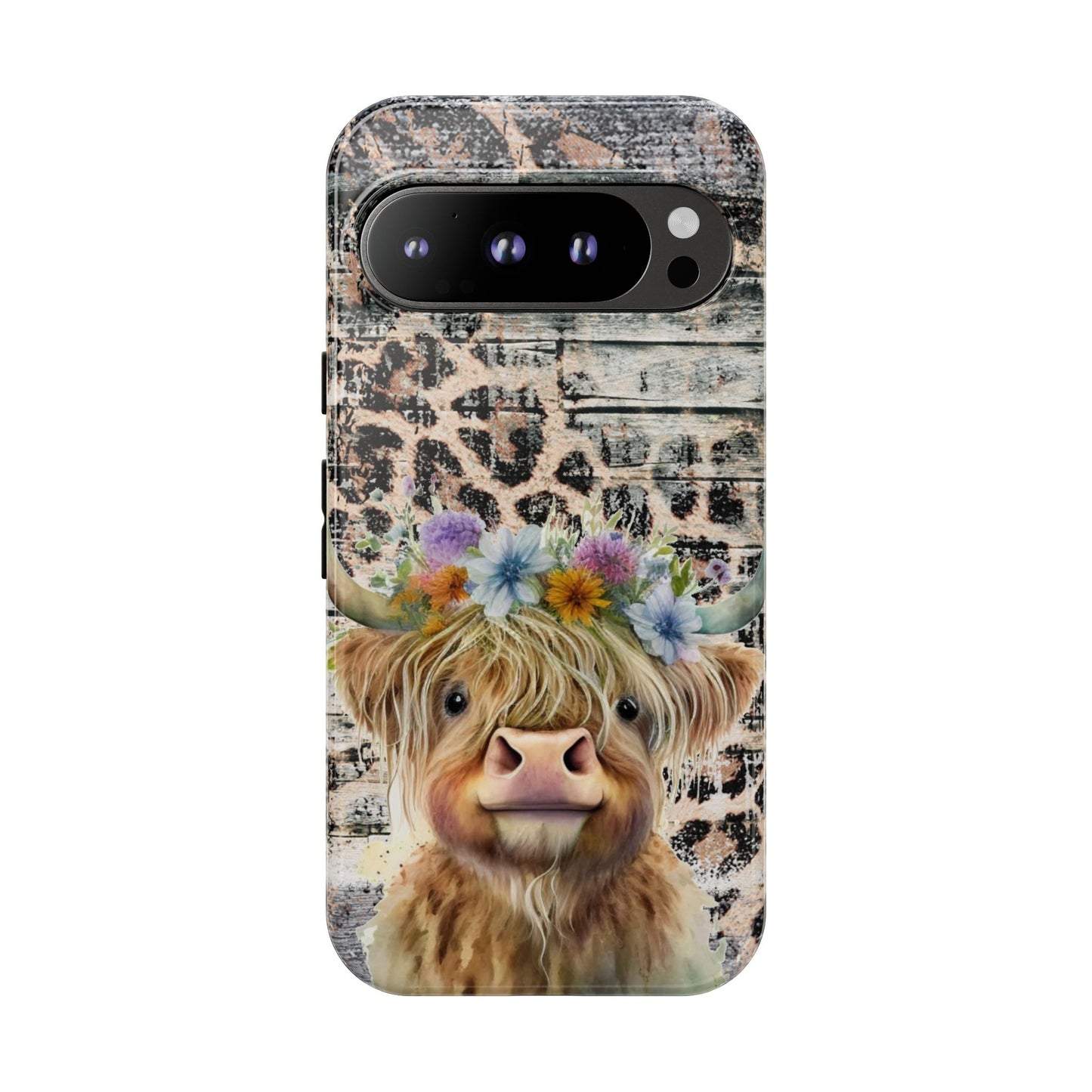 Leopard Print Heifer Phone Case - iPhone, Samsung & Google Pixel Cover - Artistic Cow Phone Case, Animal Lover Gift