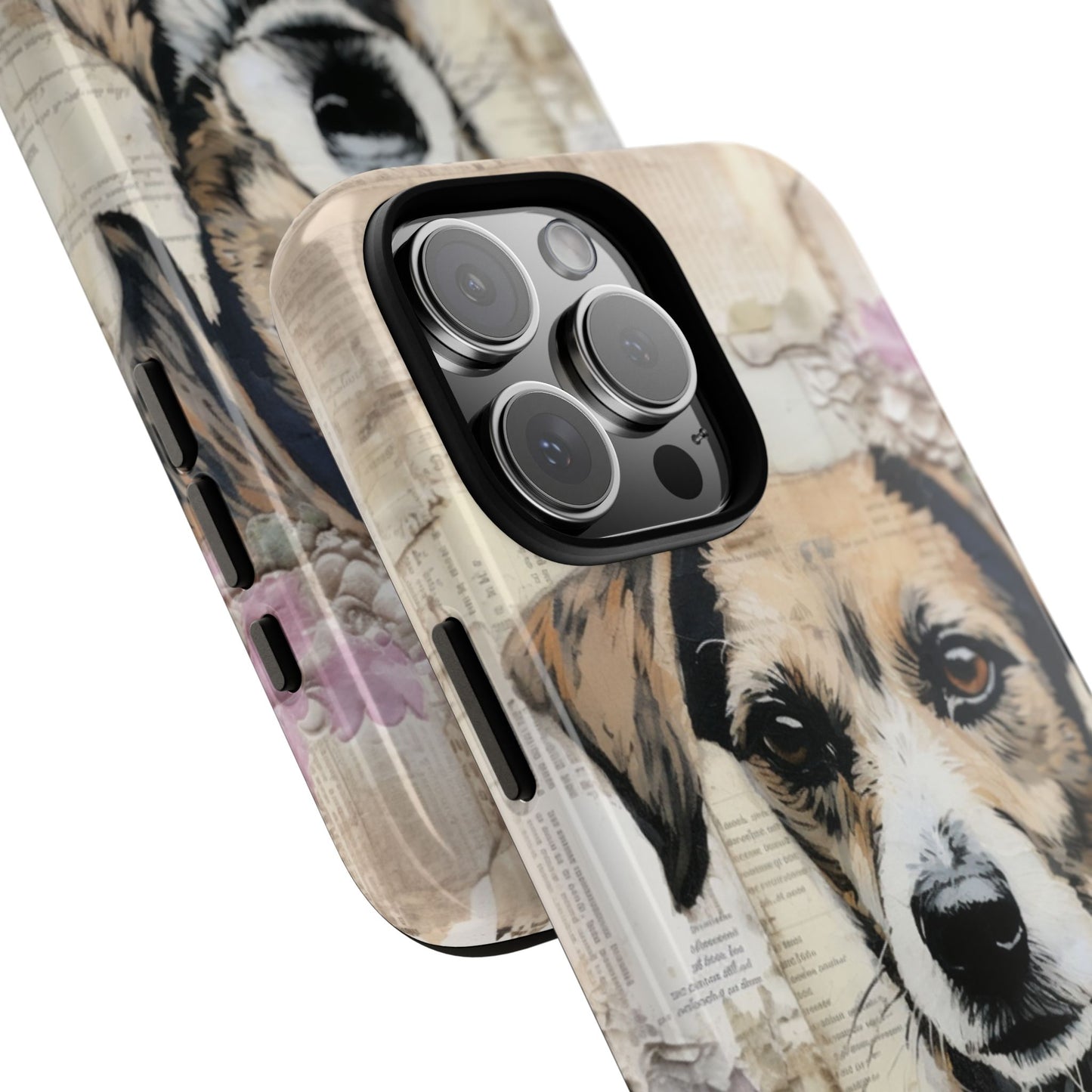 Vintage Collage Dog Portrait Mobile Cover – Artistic Mixed Media Design