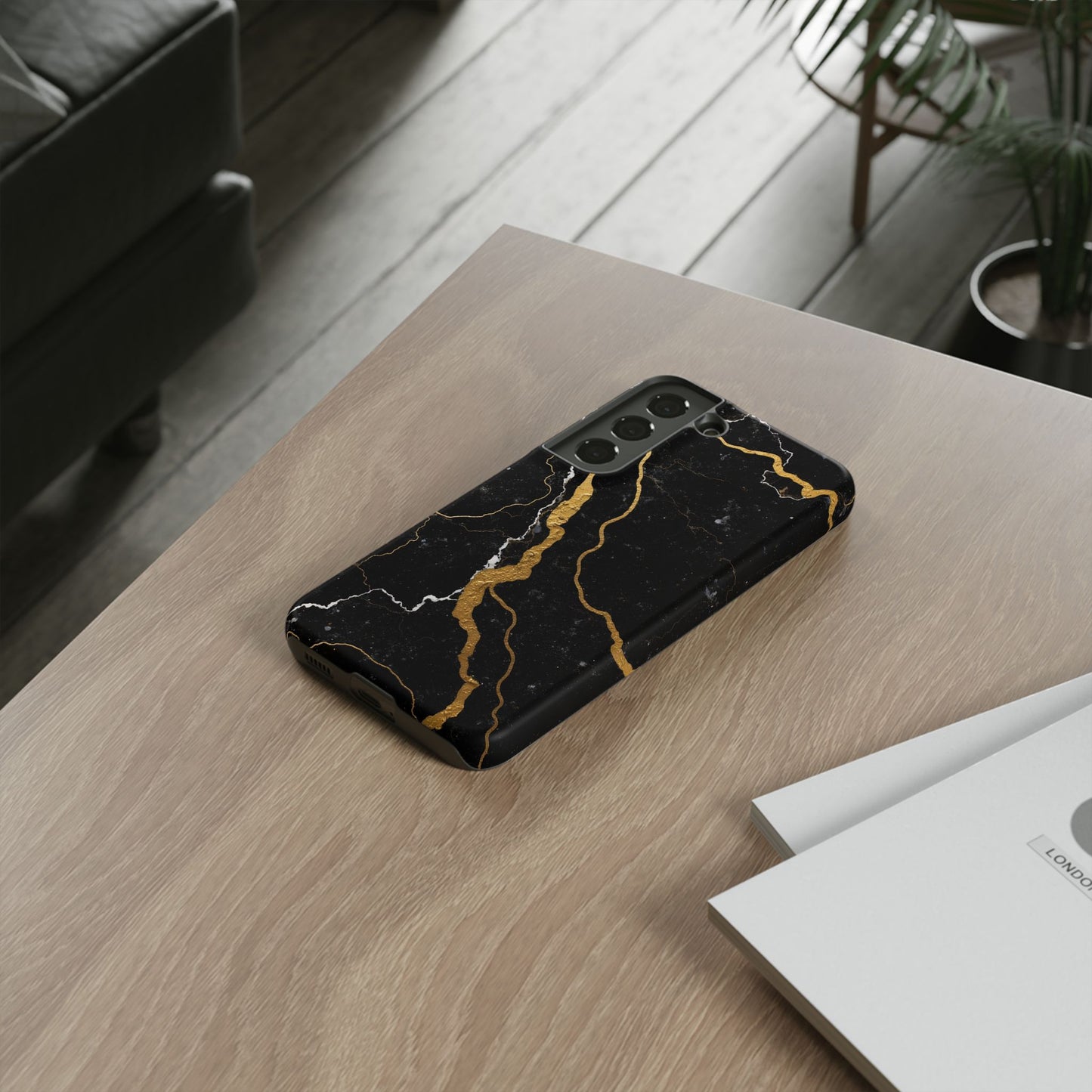 Black & Gold Marble Design Illustration Design Phone Case