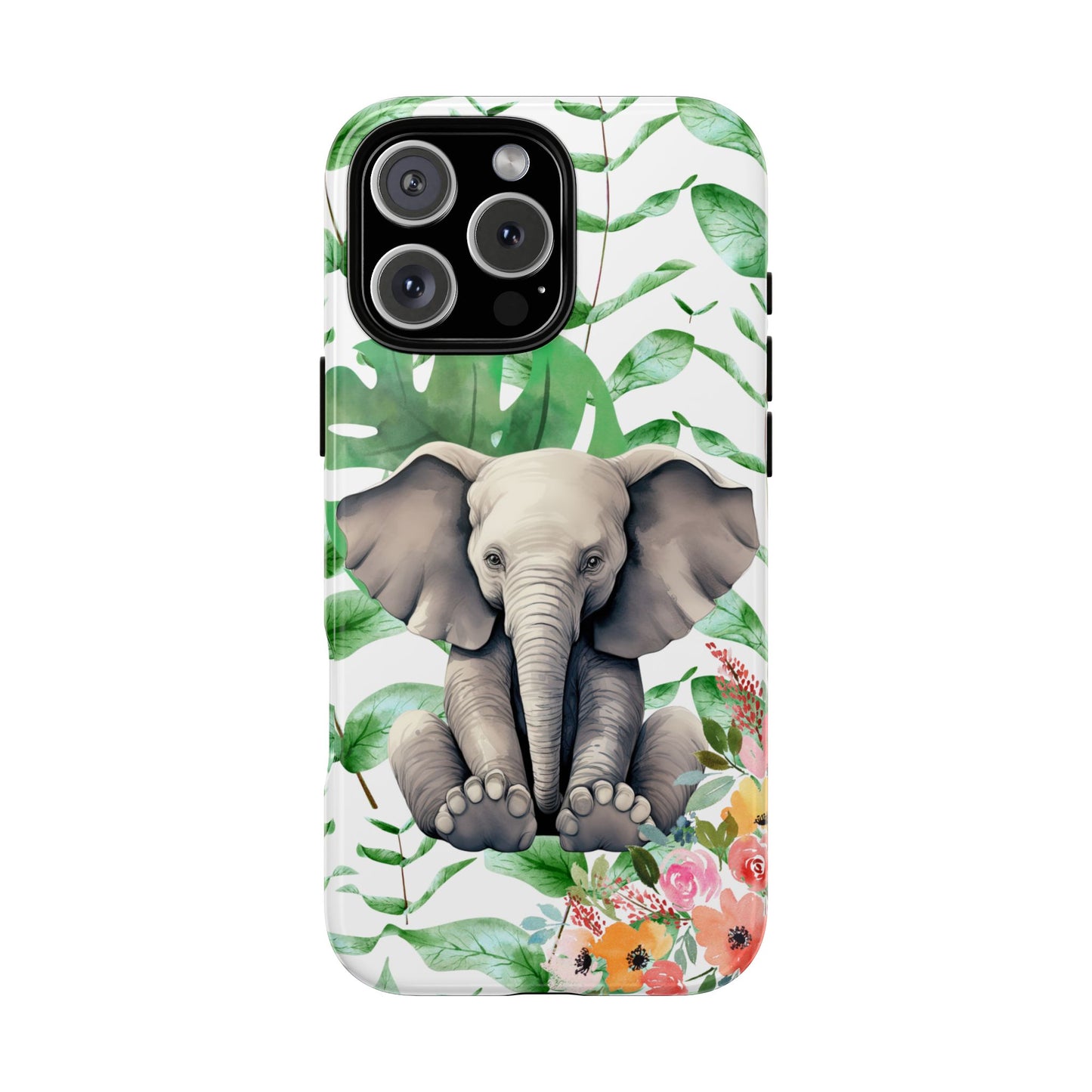 Cute Baby Elephant Mobile Cover – Floral & Tropical Aesthetic