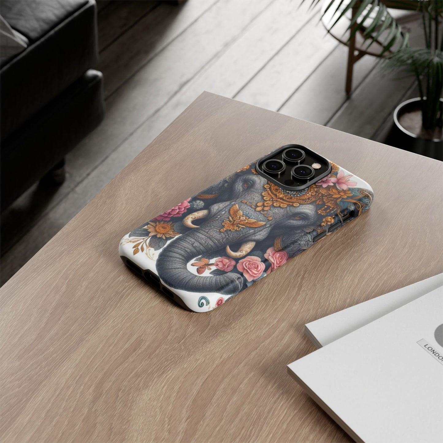 Golden Royal Elephant Mobile Cover – Luxurious Ornate Art