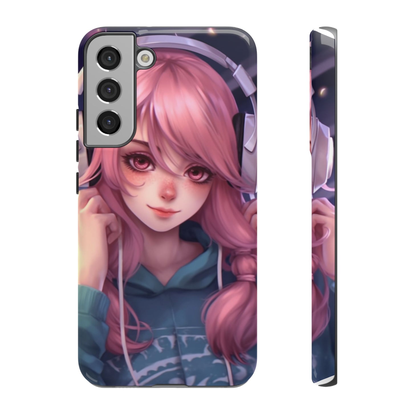 Anime Music Girl Phone Case - Cute Aesthetic Cover for iPhone, Samsung & Google Pixel, Girly Phone Case, Kawaii Lover Gift