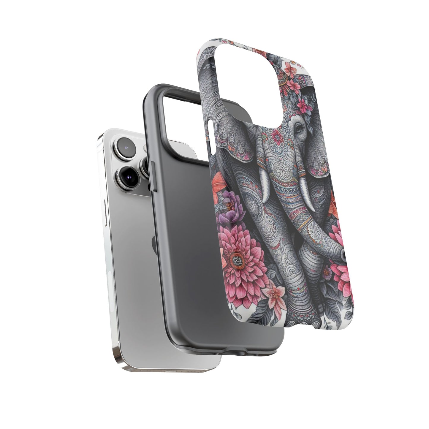 Bohemian Floral Elephant Mobile Cover – Intricate Mandala Art