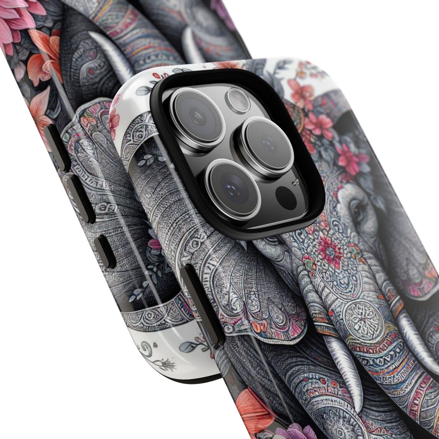 Bohemian Floral Elephant Mobile Cover – Intricate Mandala Art