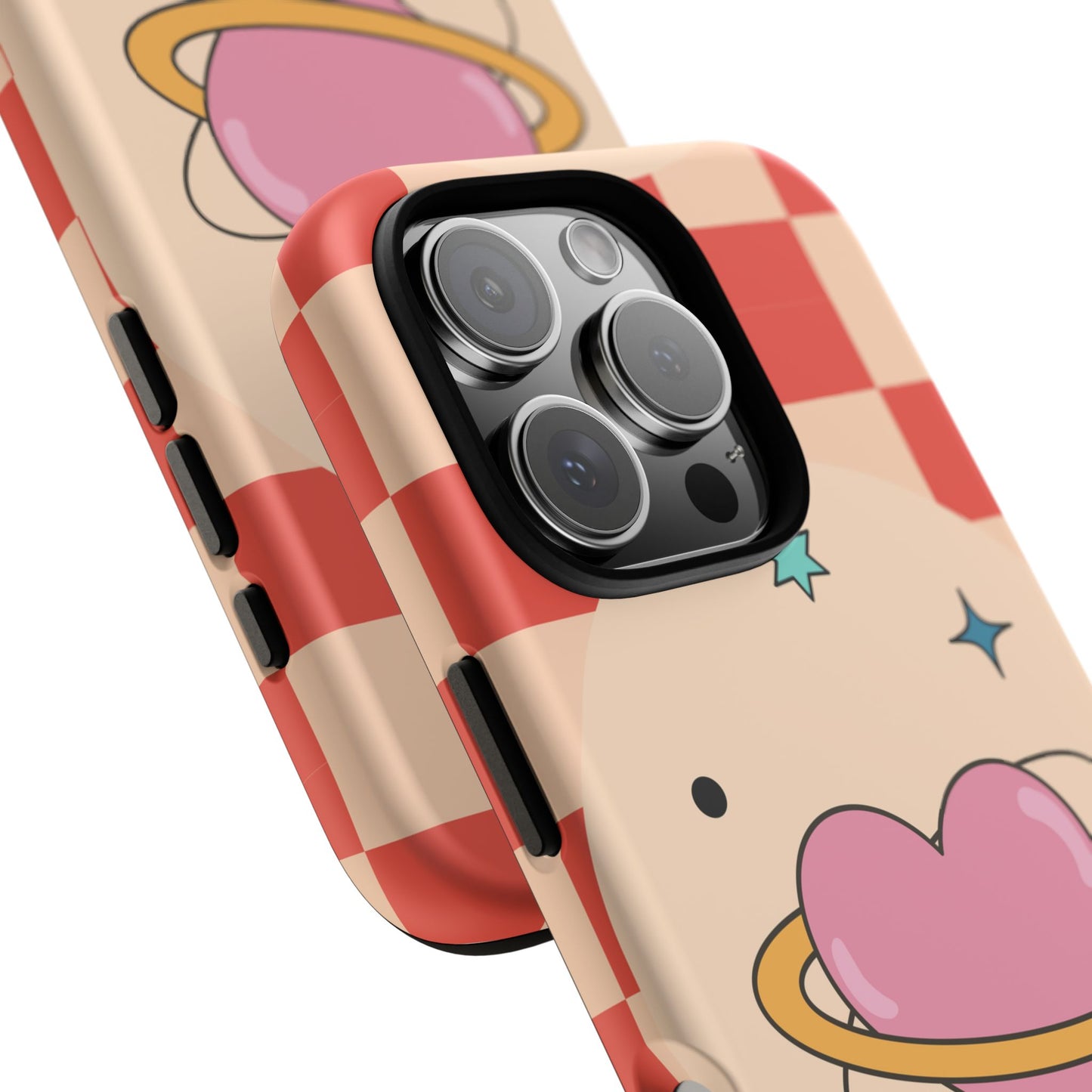 Retro Heart Tile Phone Case – Vintage Aesthetic Cover for iPhone, Samsung & Google Pixel