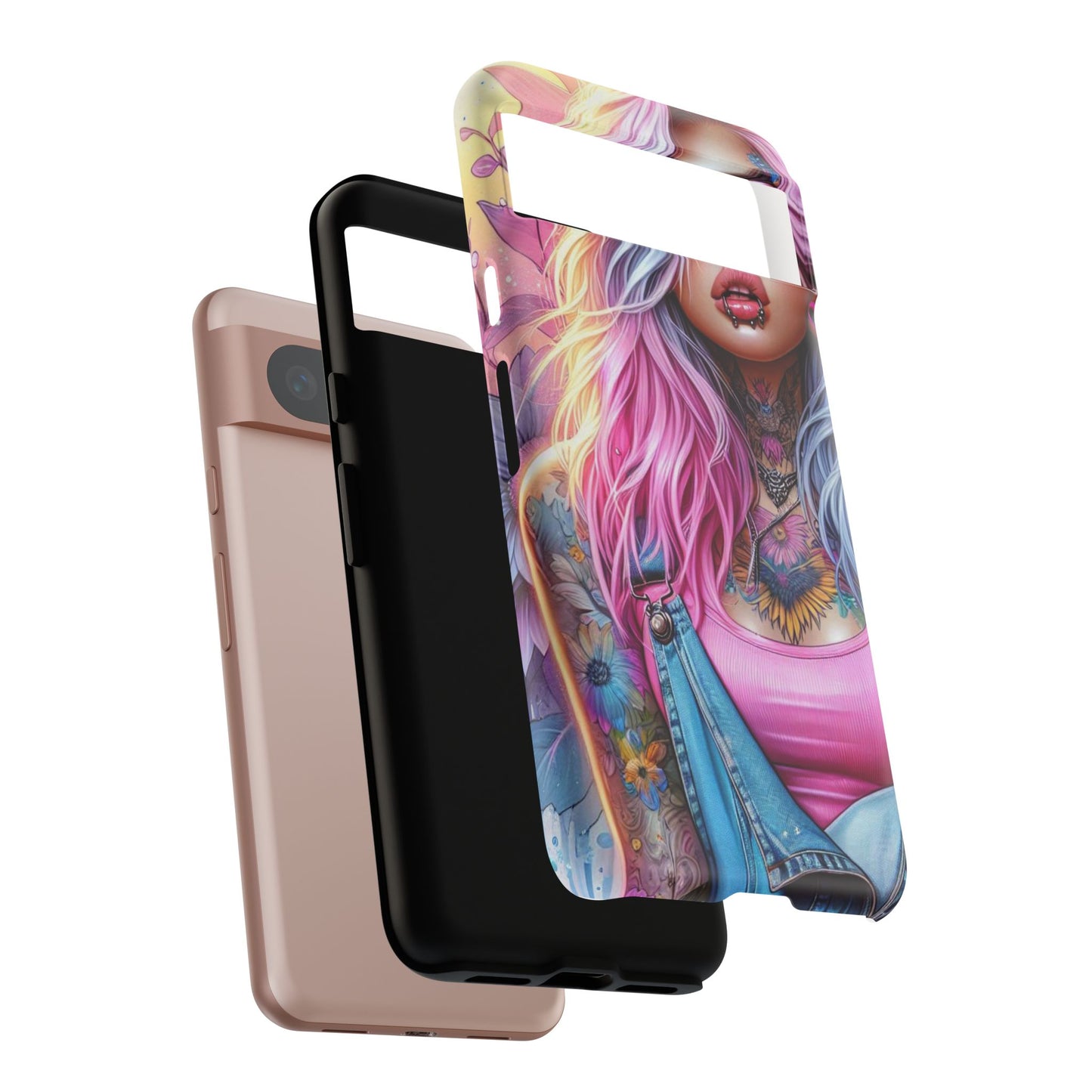 Sunset Glow – Pastel Punk & Floral Ink Mobile Cover
