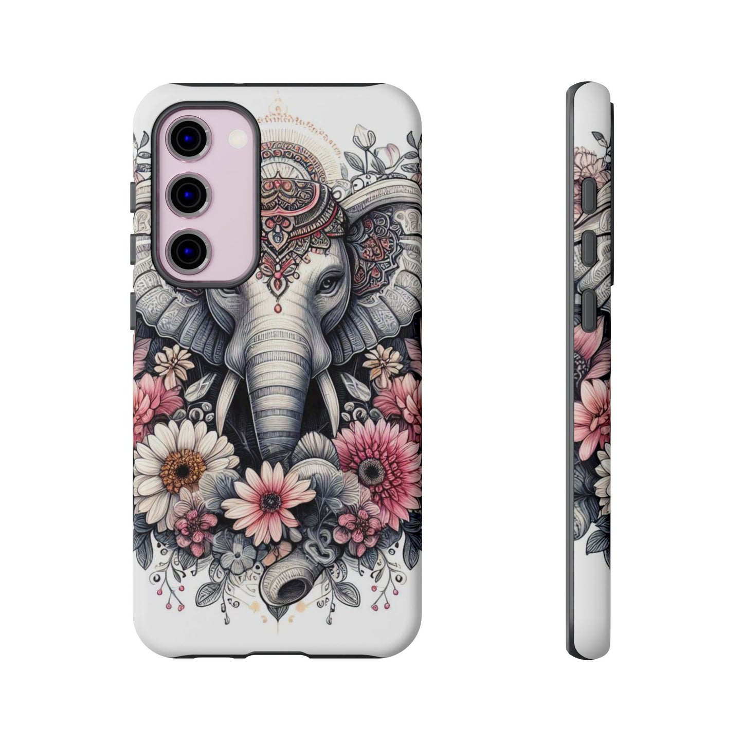 Royal Elephant Mandala Phone Case – Intricate Bohemian Floral Design