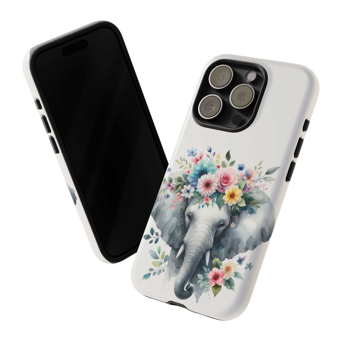 Floral Crown Elephant Mobile Cover – Elegant Watercolor Art