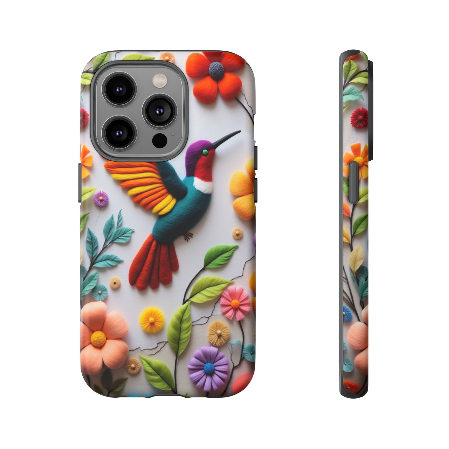 Embroidered Hummingbird with Floral Design | Nature's Elegant Stitch | iPhone 16 Pro