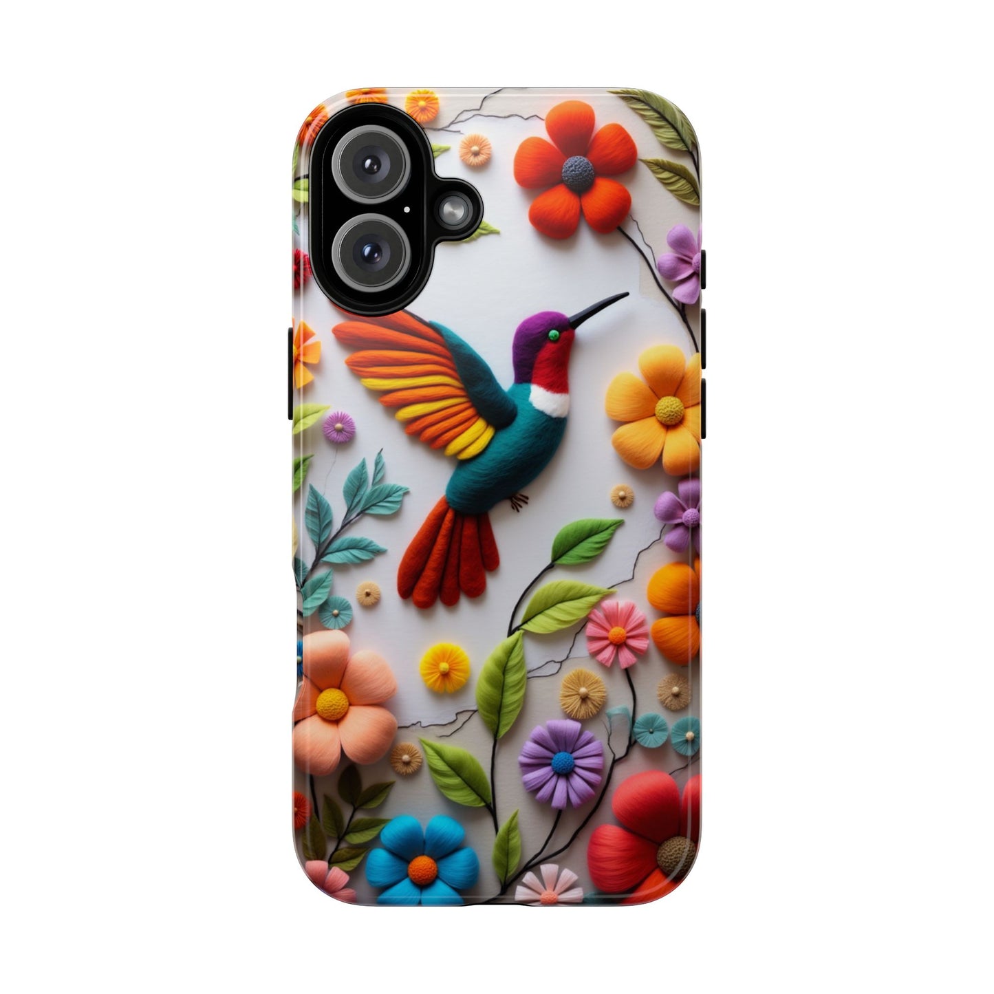 Embroidered Hummingbird with Floral Design | Nature's Elegant Stitch