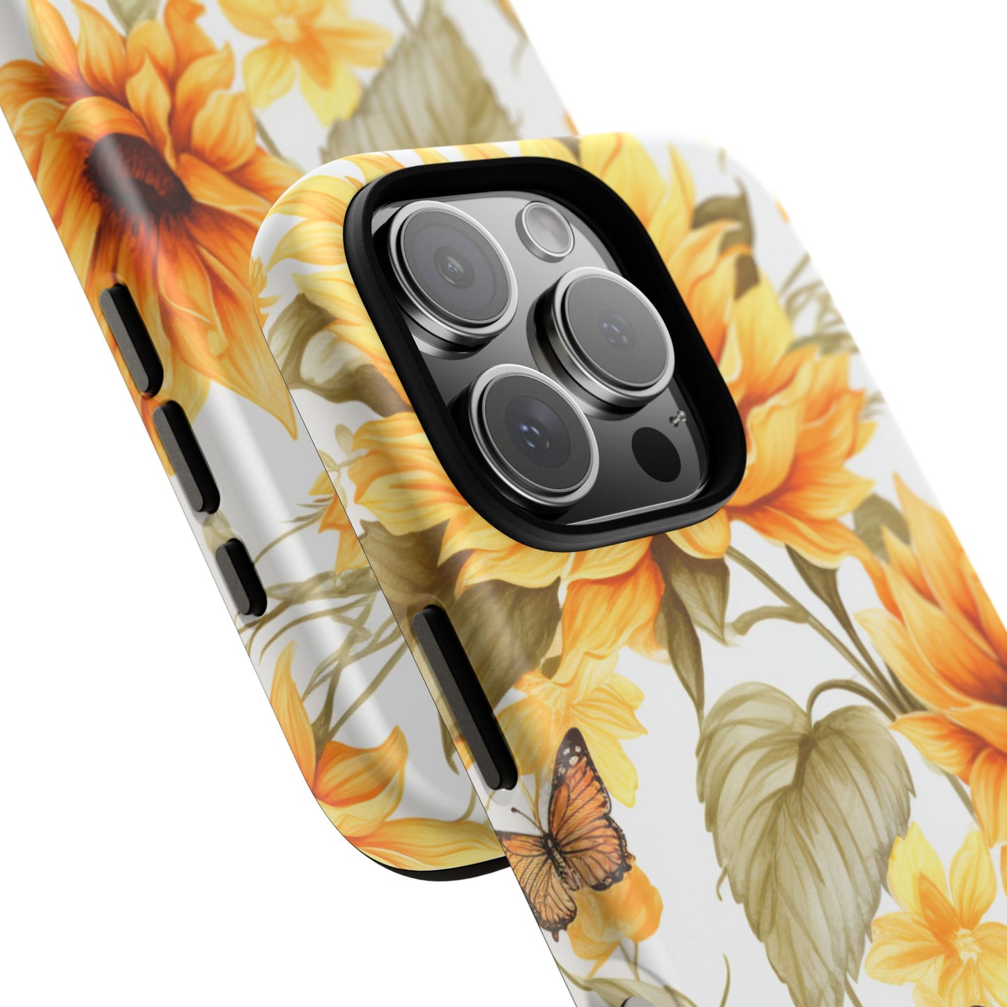 Golden Sunflower & Butterfly Phone Case – Warm & Elegant
