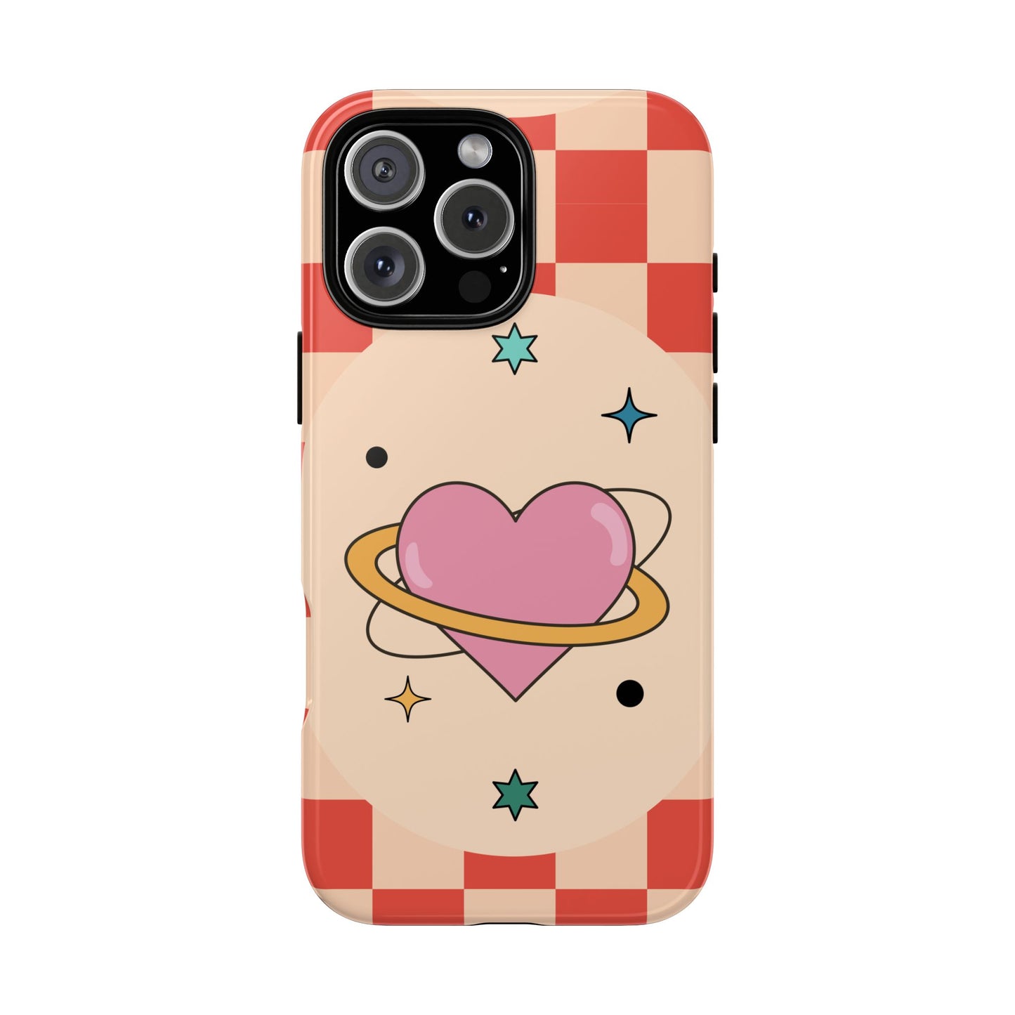 Retro Heart Tile Phone Case – Vintage Aesthetic Cover for iPhone, Samsung & Google Pixel