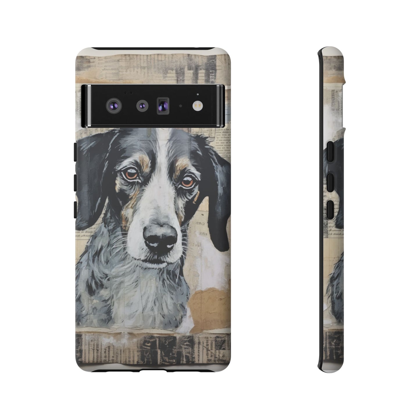 Personalized Rustic Dog Portrait – Vintage Collage Art Style