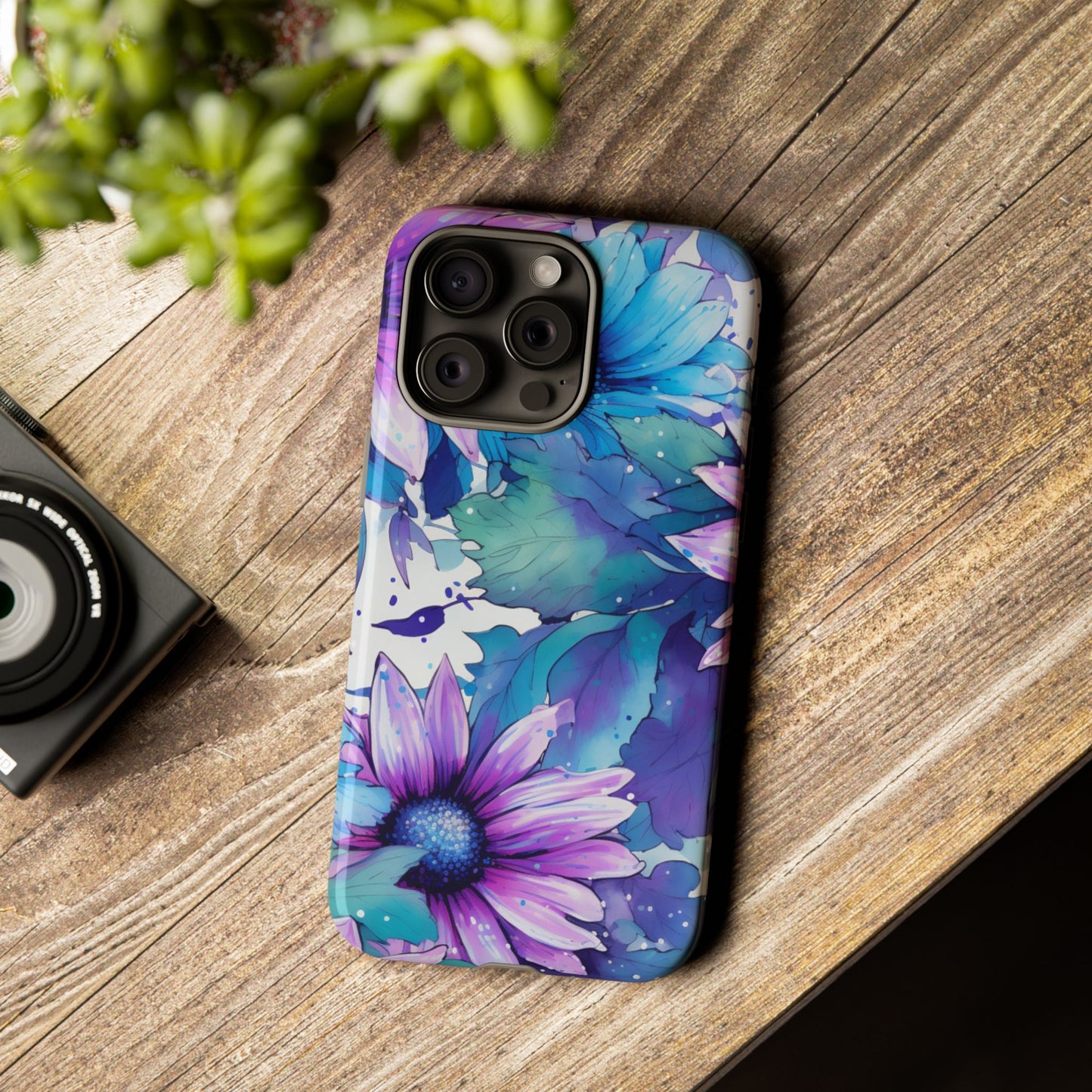 Dreamy Blue & Purple Floral Watercolor Mobile Case