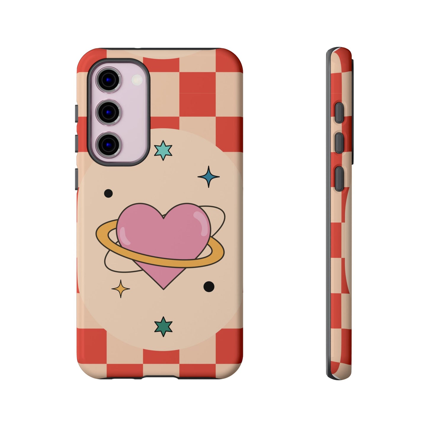 Retro Heart Tile Phone Case – Vintage Aesthetic Cover for iPhone, Samsung & Google Pixel