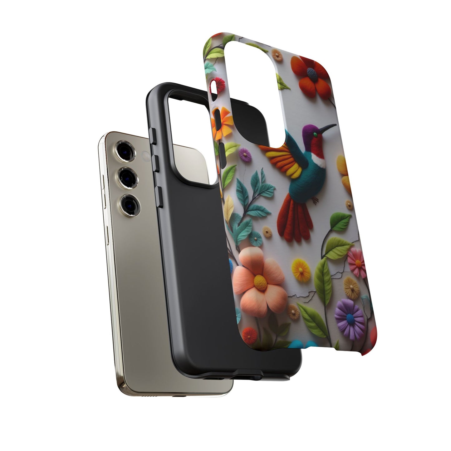 Embroidered Hummingbird with Floral Design | Nature's Elegant Stitch | iPhone 16 Pro