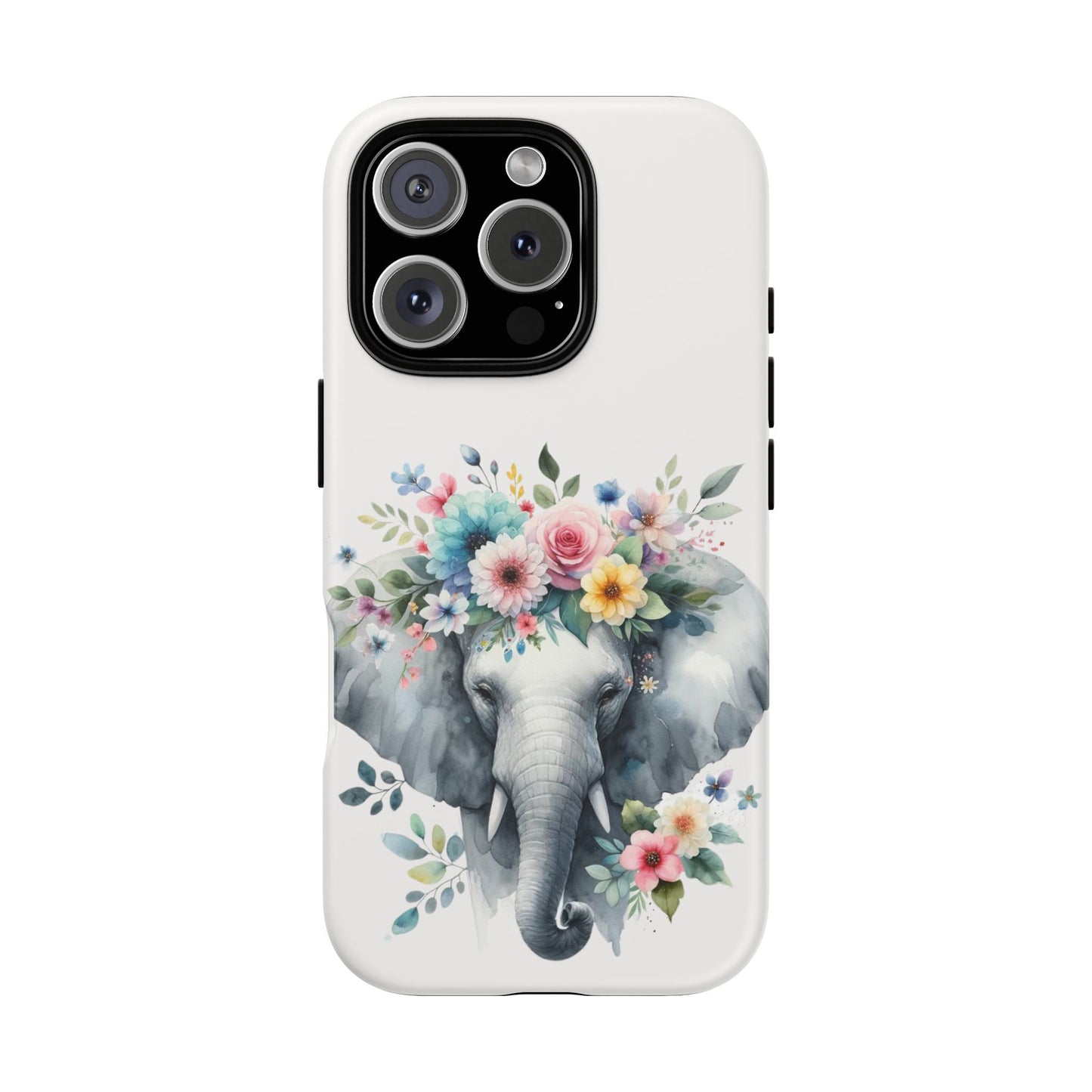 Floral Crown Elephant Mobile Cover – Elegant Watercolor Art