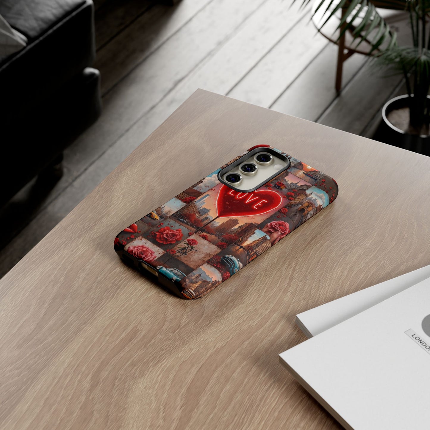 Neon Love Heart & Rose Phone Case