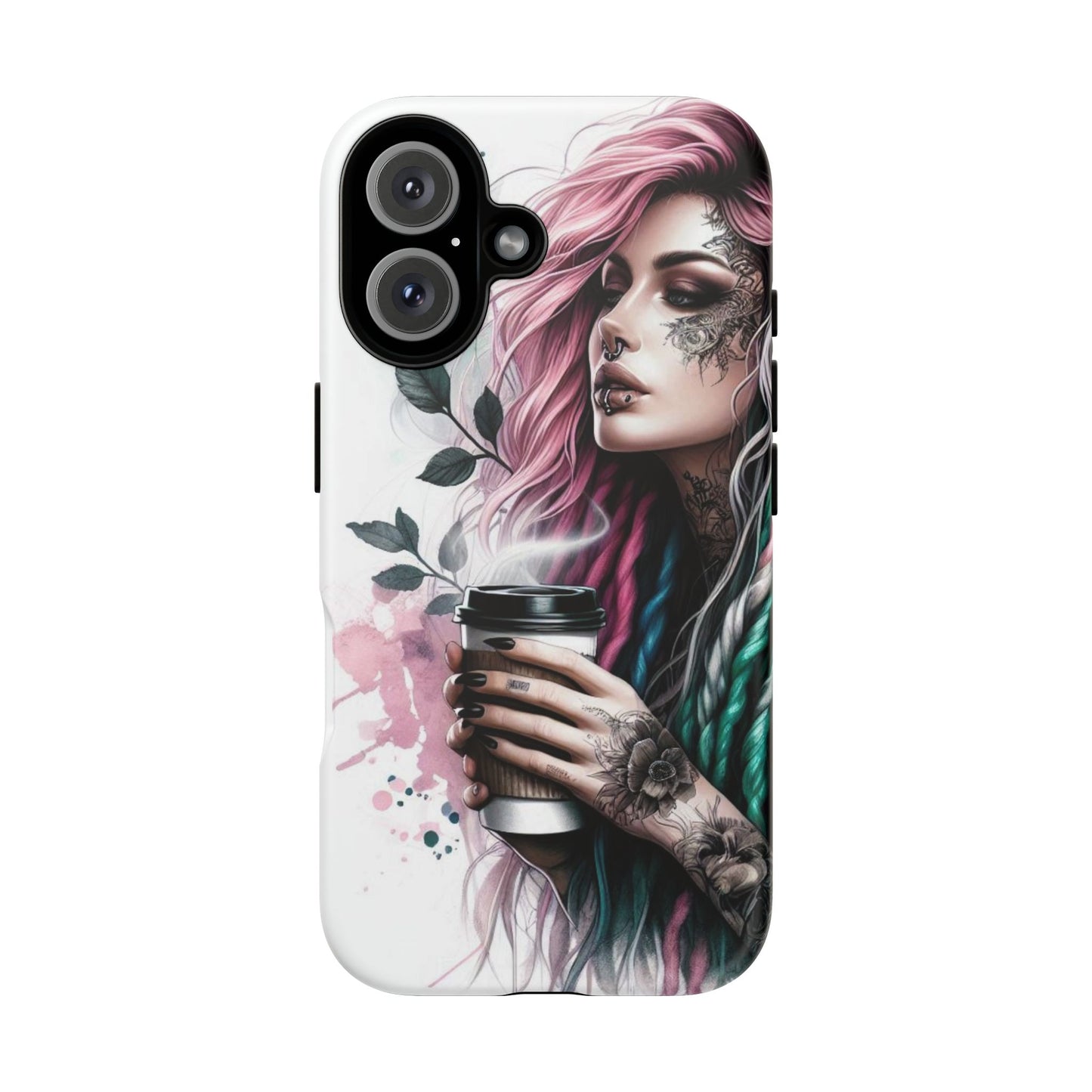 Boho Rebel – Vibrant Dreadlocks & Tattooed Coffee Lover Mobile Cover