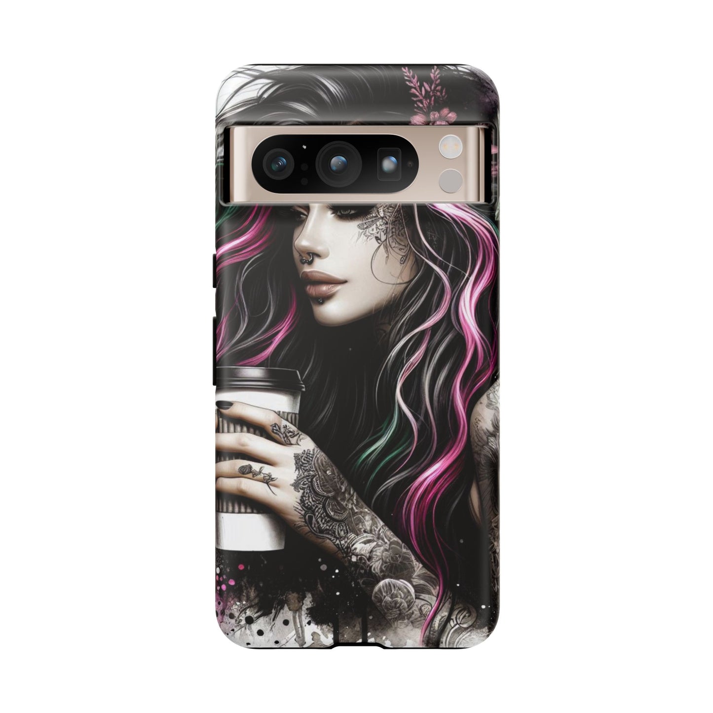 Tattooed Serenity – Gothic Coffee Lover Mobile Cover