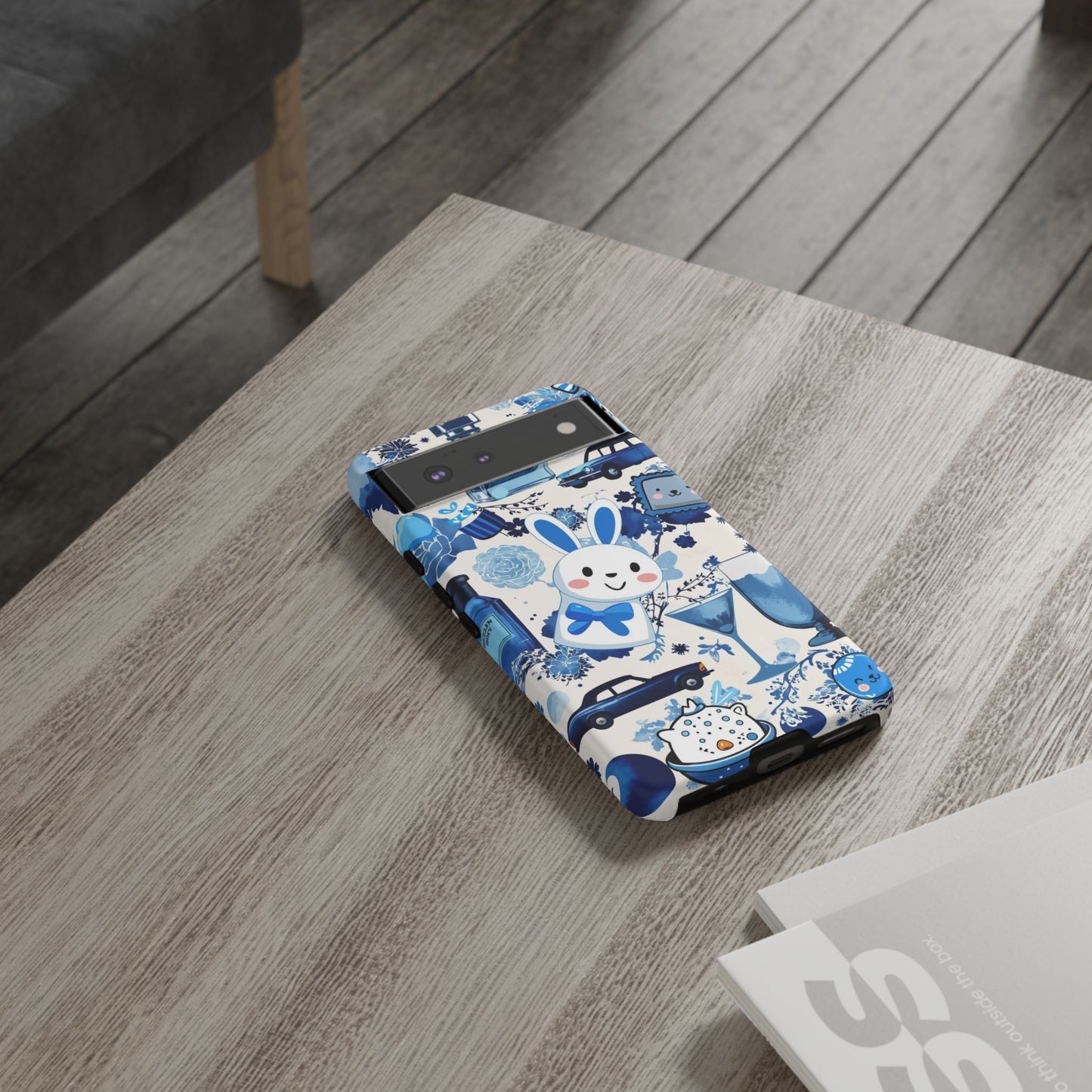 Blue Bunny & Car Themed Phone Case