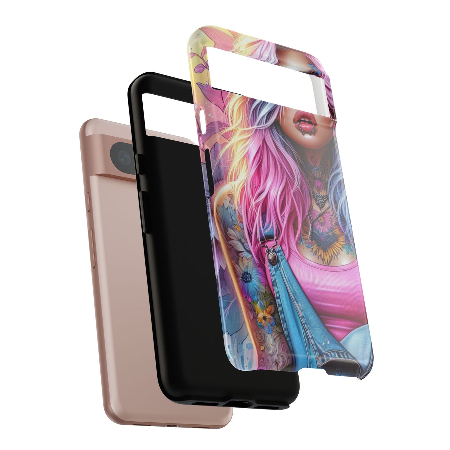 Sunset Glow – Pastel Punk & Floral Ink Mobile Cover