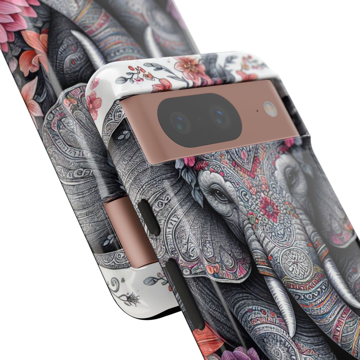 Bohemian Floral Elephant Mobile Cover – Intricate Mandala Art