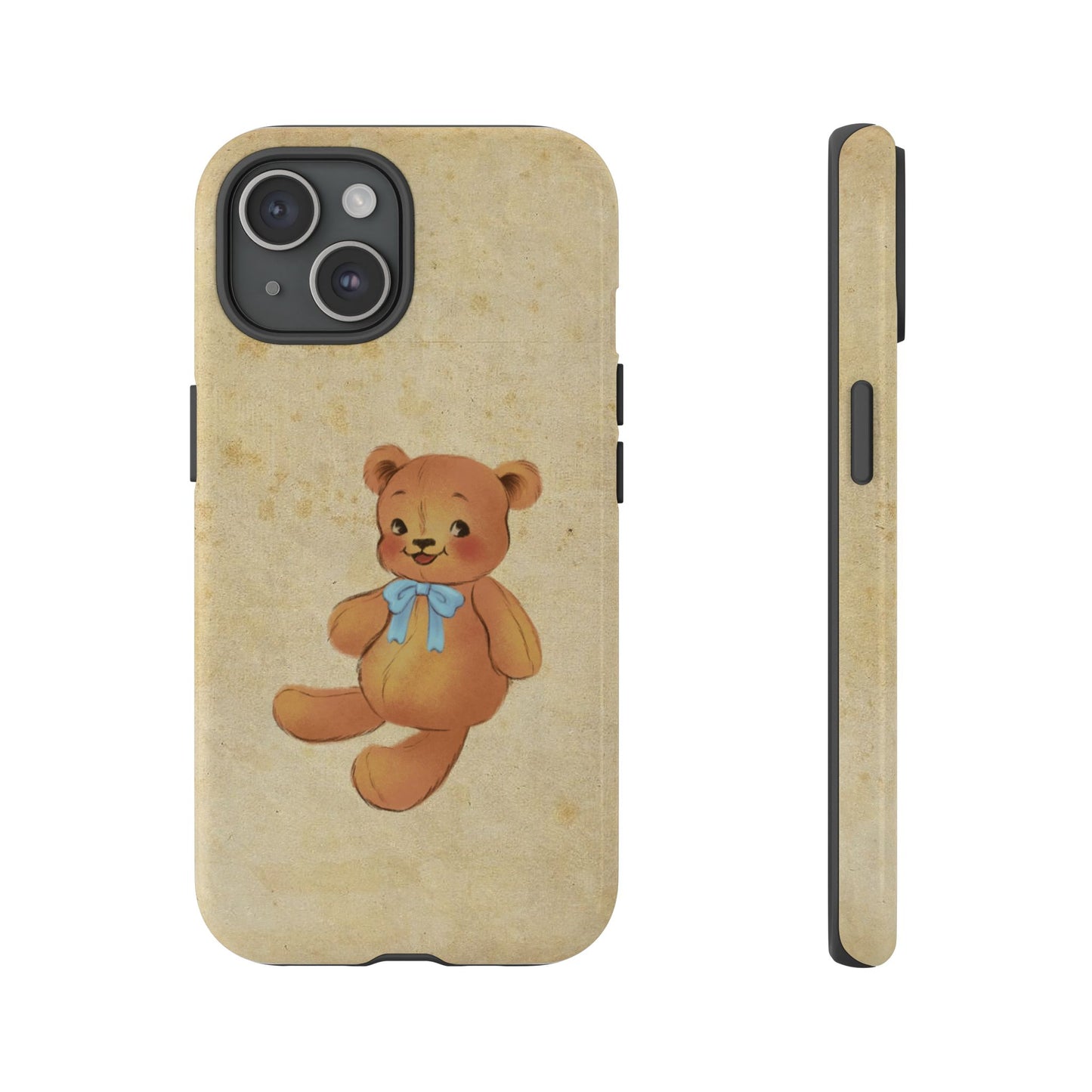 Vintage Teddy Bear Phone Case β Minimal Aesthetic, Soft Beige Retro Cover for iPhone, Samsung & Pixel