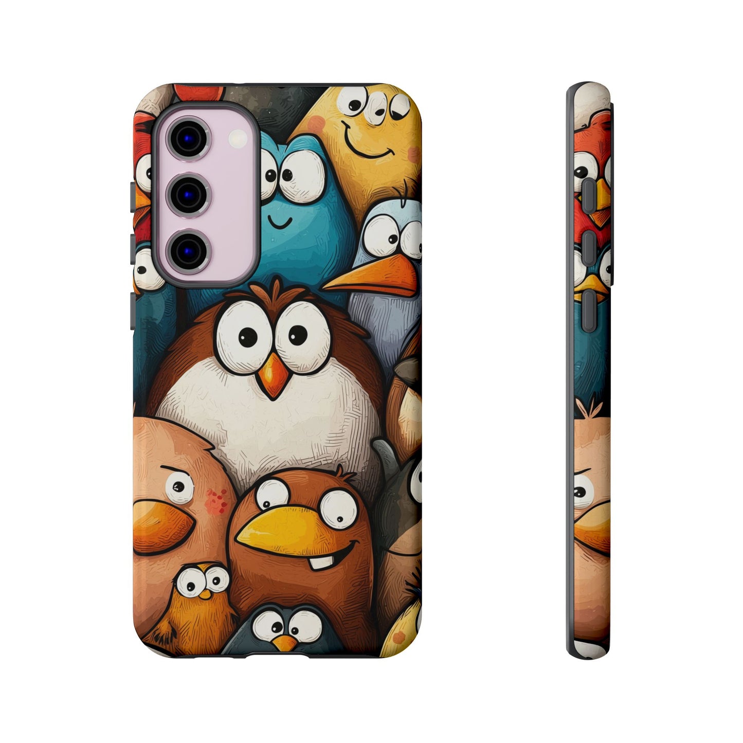 Quirky Bird Squad Anime Phone Case for iPhone, Samsung, Google Pixel