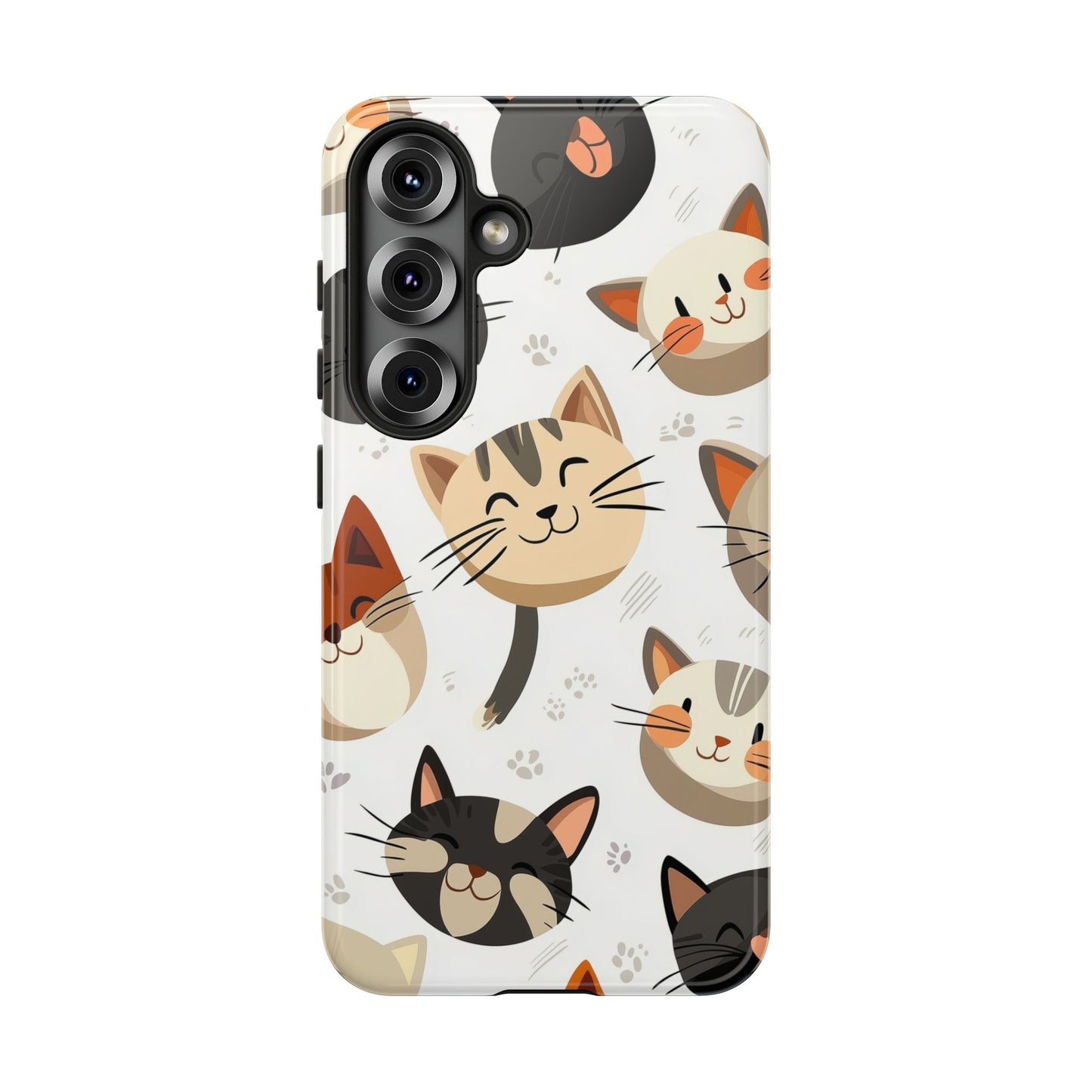Cute Cat Faces Phone Case – Kawaii Anime Style for iPhone, Samsung & Google Pixel, Fun and Playful Cat Design